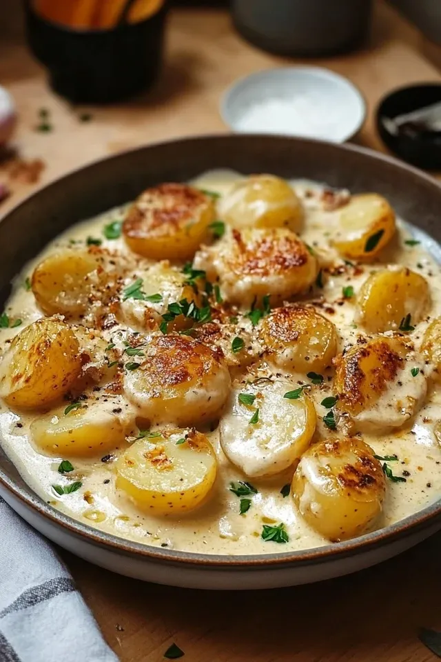 Cremige Kartoffeln in Knoblauch-Sahnesauce Rezept