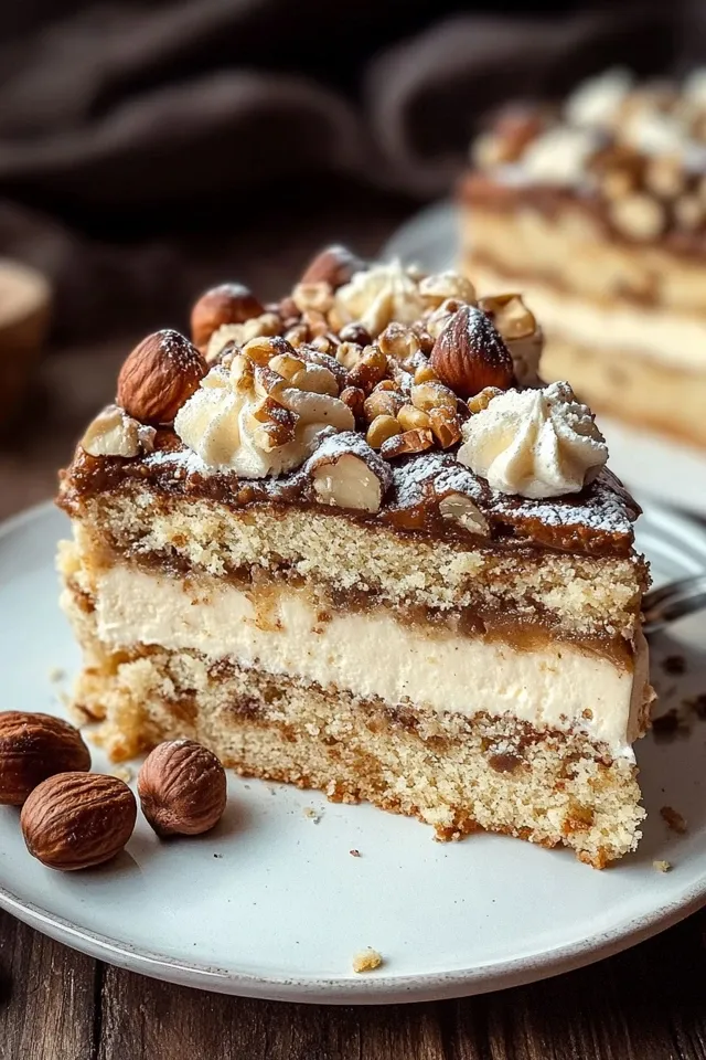 Saftiger Nusskuchen mit feiner Nougatcreme