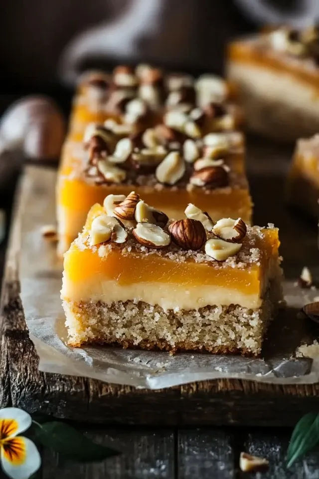 Saftige Aprikosen Haselnuss Schnitten – Einfacher Blechkuchen