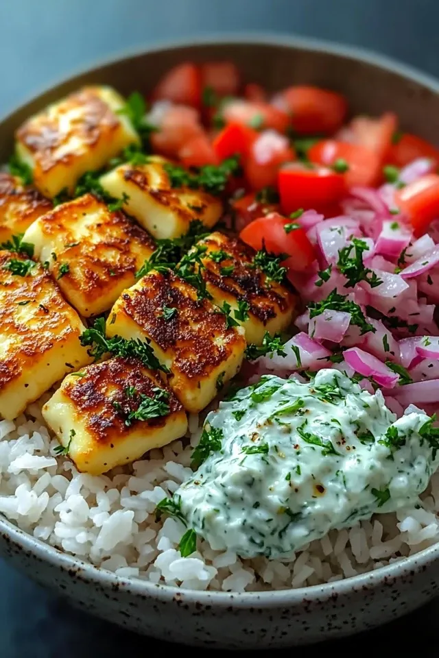 Halloumi Bowl mit Reis und Tzatziki: Einfach & Schnell