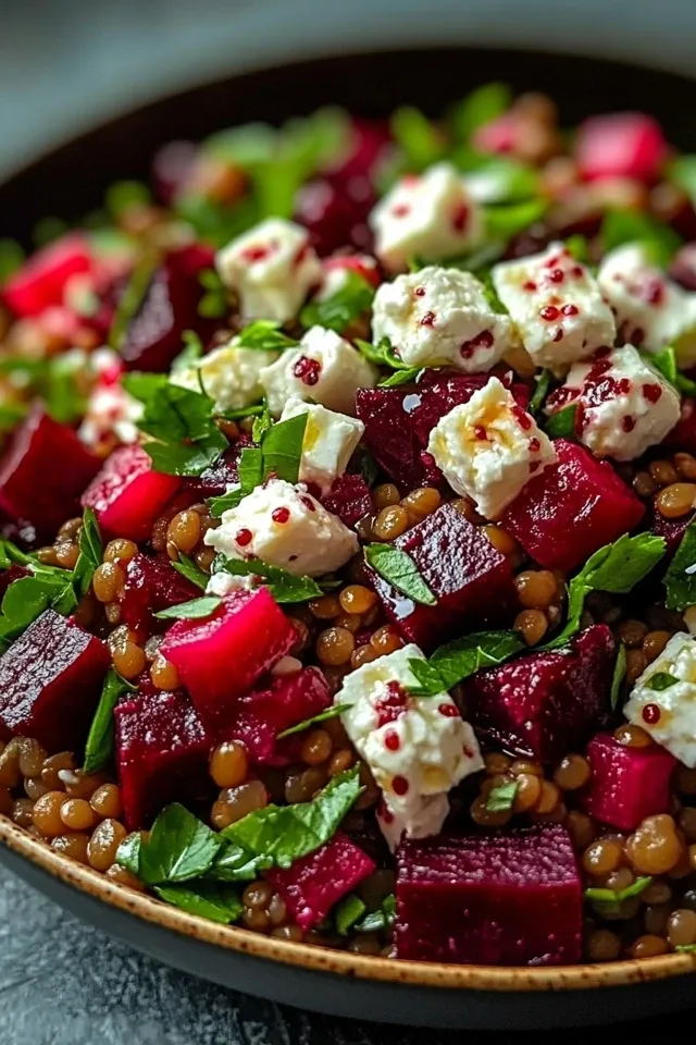 Gesunder Linsen-Salat mit Roter Bete & Feta: 5 Sterne Rezept