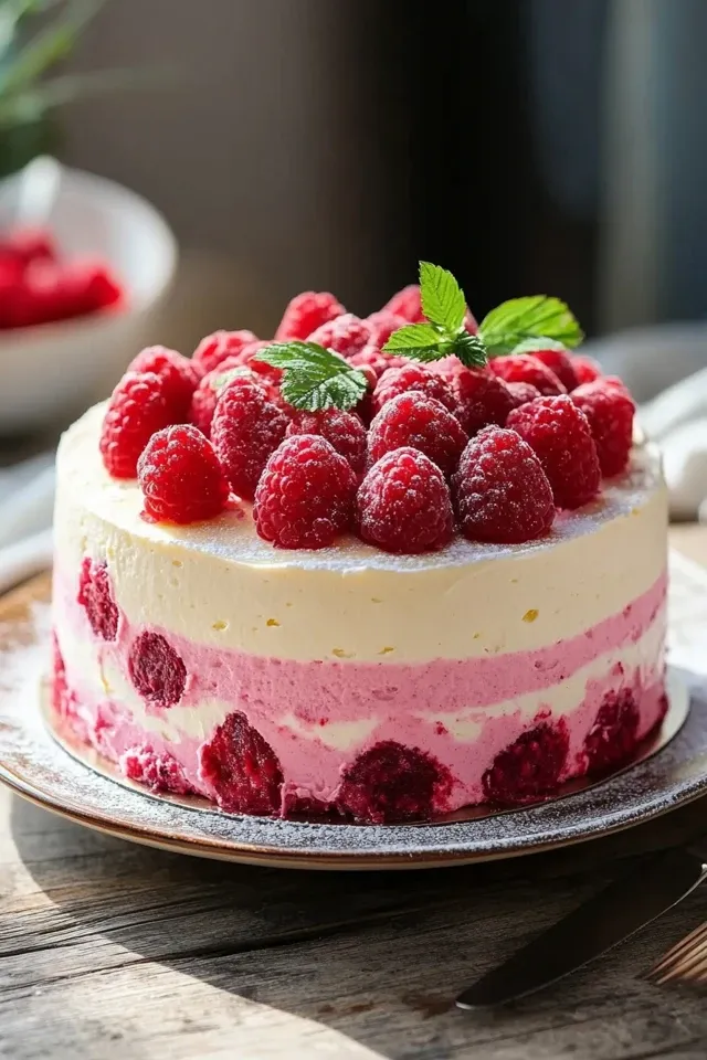 Erfrischende Himbeertorte mit Joghurtcreme