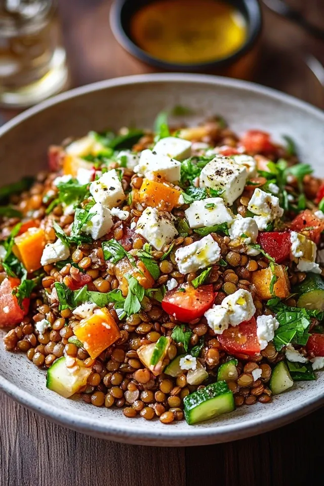 Orientalischer Linsensalat mit Feta: Schnell & Gesund