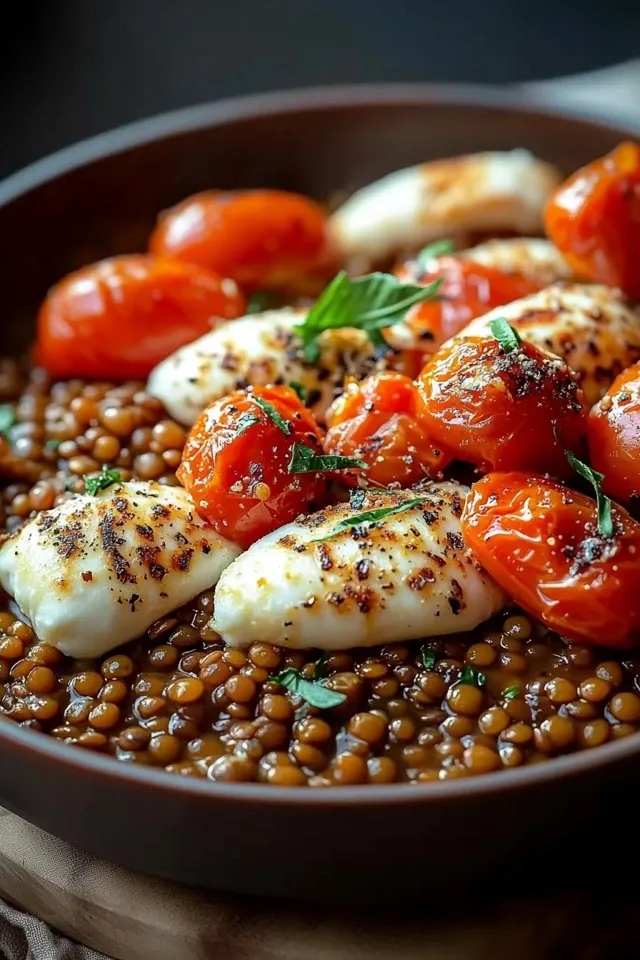 Pfannen-Linsen mit Tomaten und Mozzarella einfach kochen