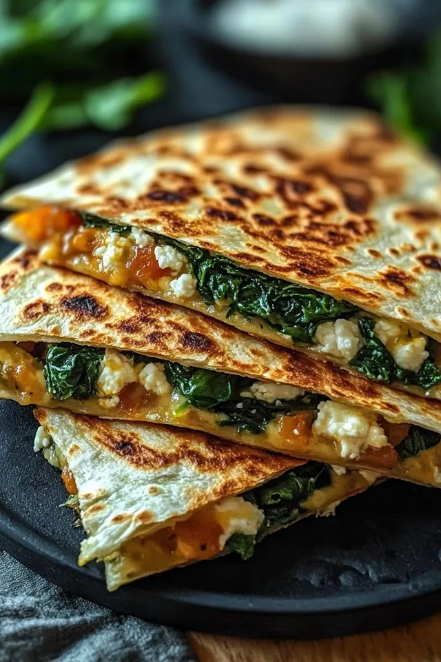 Knusprige Spinat-Feta-Quesadillas: Schnelles Rezept