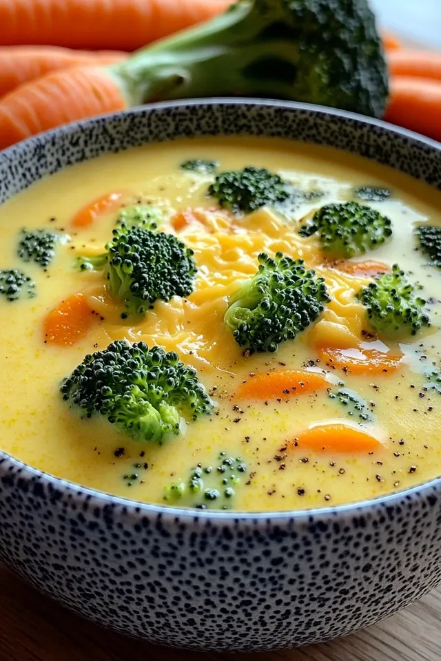 Wärmende Brokkoli-Käse-Suppe mit Möhren