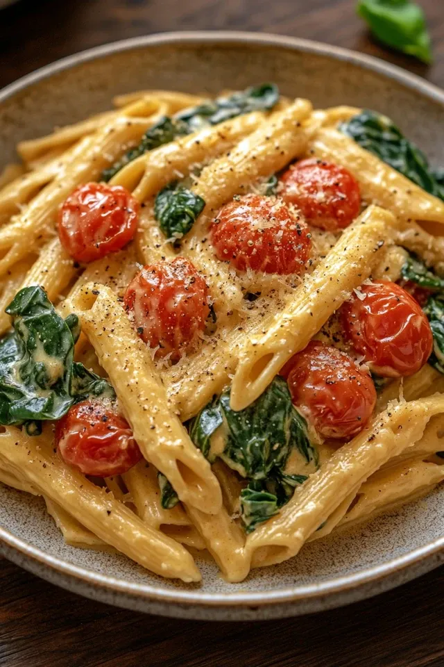 Cremige Nudeln mit Tomaten und Spinat – Ein Genuss für die Sinne