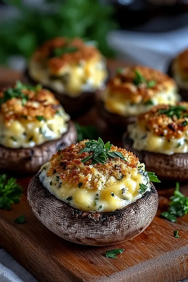 Gegrillte Gefüllte Champignons mit Käse und Kräutern