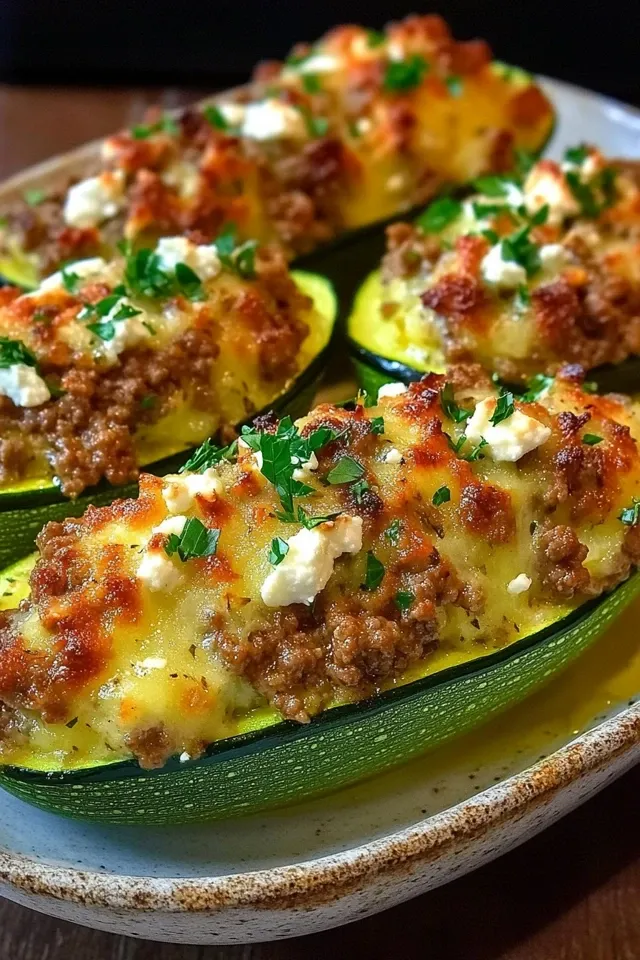 Mediterrane gefüllte Zucchini mit Hackfleisch
