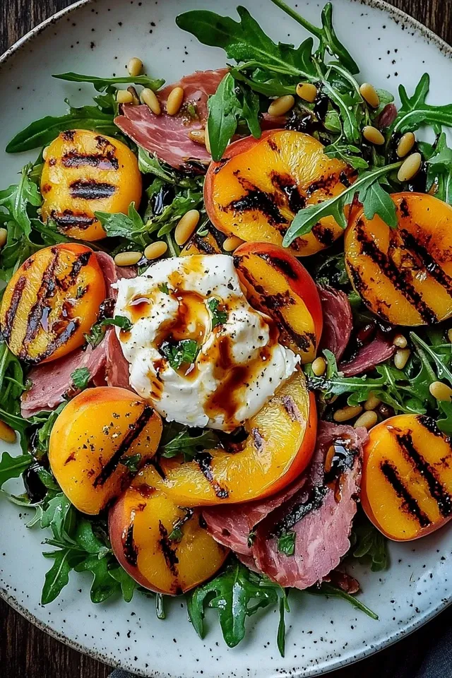Gegrillter Nektarinen-Burrata-Beef-Salat