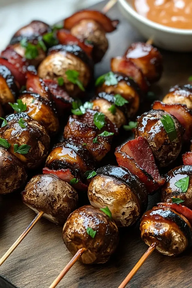 Köstliche BBQ-Befüllte Champignon-Spieße