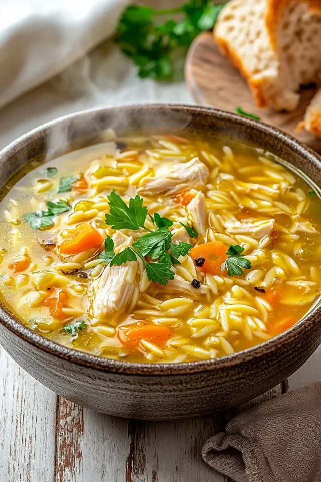 Wärmende Hühnersuppe mit Orzo für kalte Tage