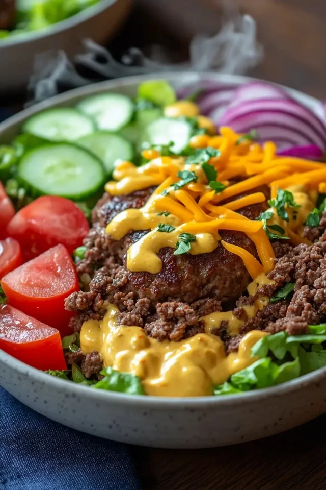 Proteinreiche Cheeseburger Bowls für ein köstliches Abendessen