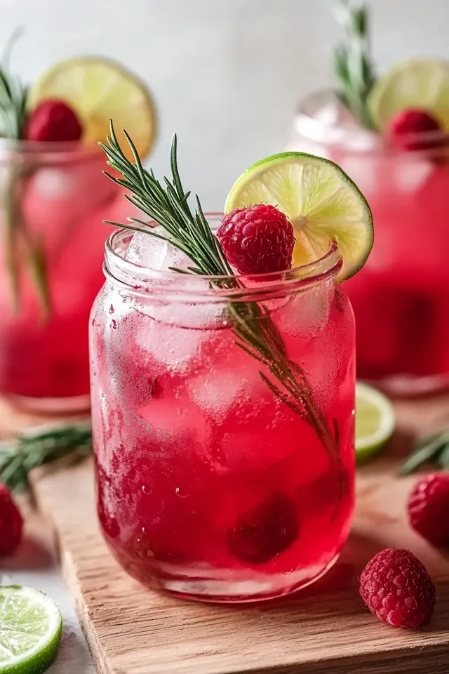 Erfrischende Himbeer-Limonade mit Rosmarin und Limette