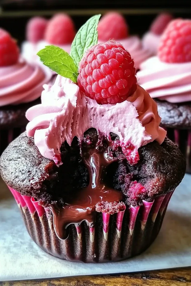 Dekadente Himbeer-Schokoladen-Lava-Cupcakes
