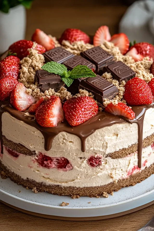 Köstliche Erdbeer-Biscuit-Torte mit Schokolade