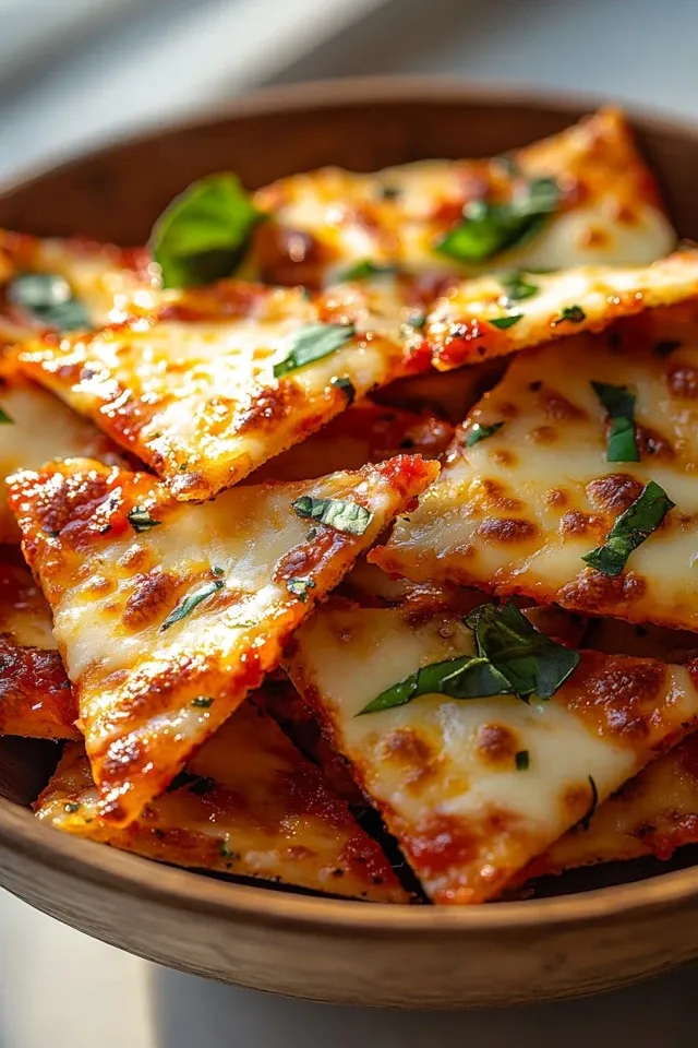 Knusprige Air Fryer Pizza Chips mit Mozzarella-Genuss