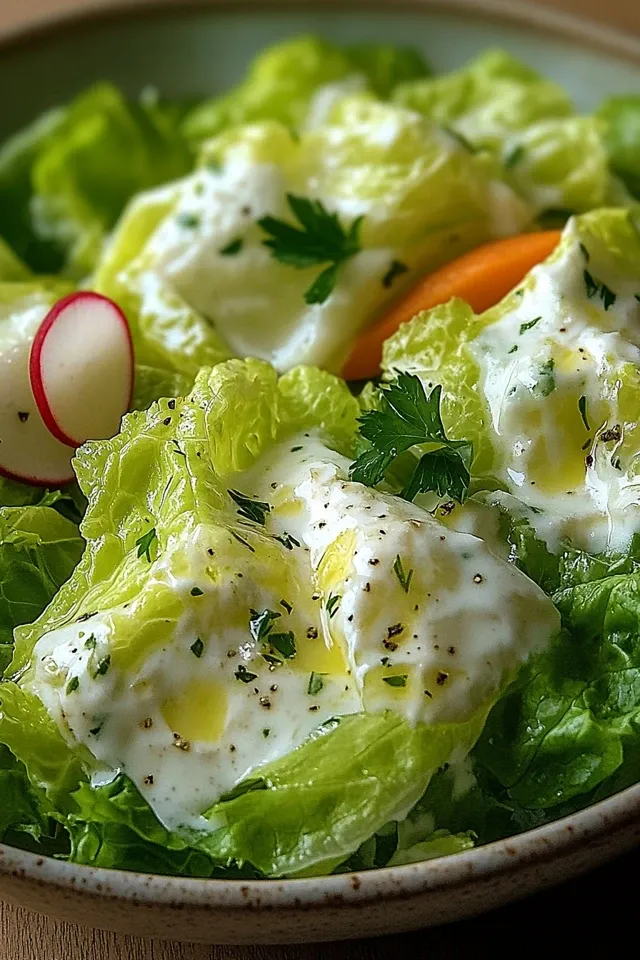 Kopfsalat mit Omas Sahne-Zitronen-Dressing