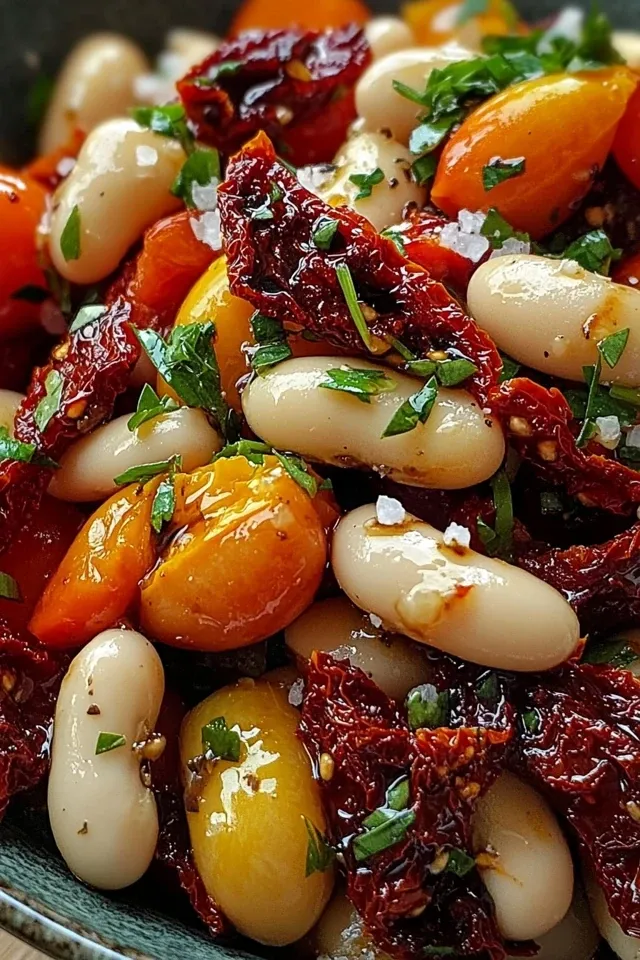 Marinierter getrockneter Tomaten-Bohnen-Salat