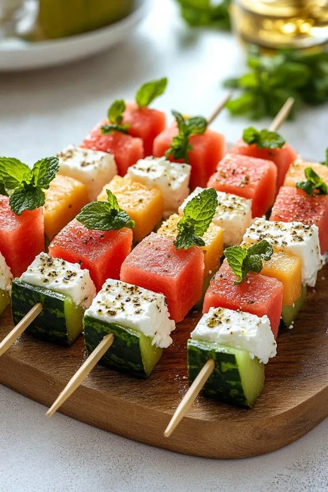 Erfrischende Melonen-Feta-Spieße für den Sommer