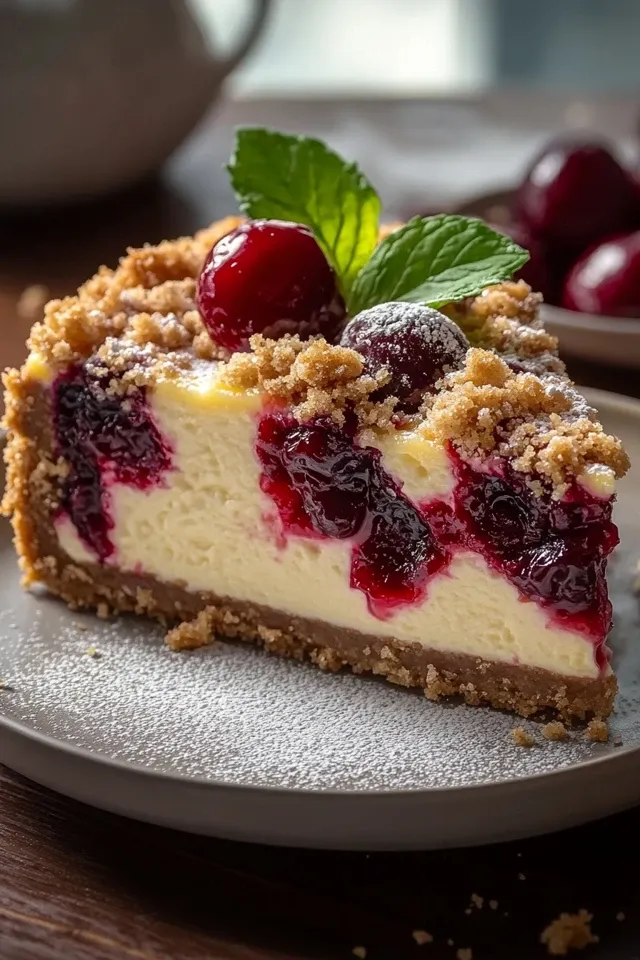 Saftiger Kirsch-Käsekuchen mit knusprigen Streuseln
