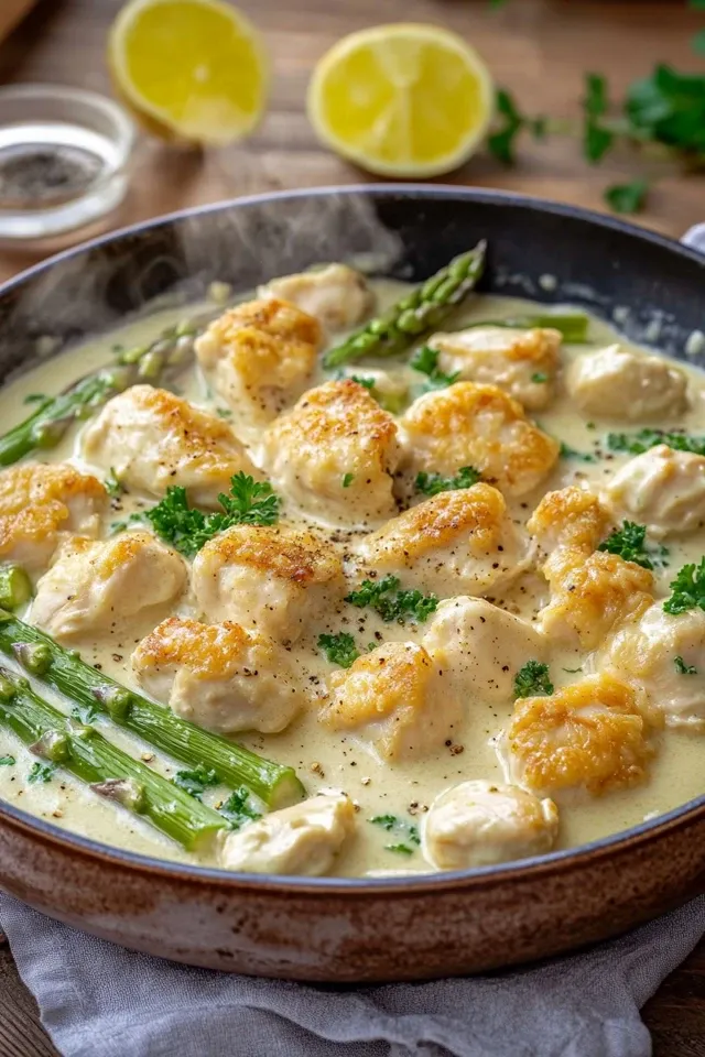 Cremige Spargelpfanne mit Hähnchen – ein einfaches Genussrezept